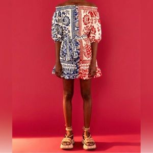 Farm rio mixed pattern off shoulder dress size m